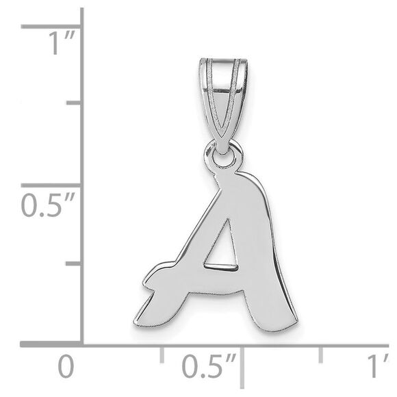Kazi Luxury 14k White Gold Polished Script Letter A Initial Pendant - Picture 2 of 2
